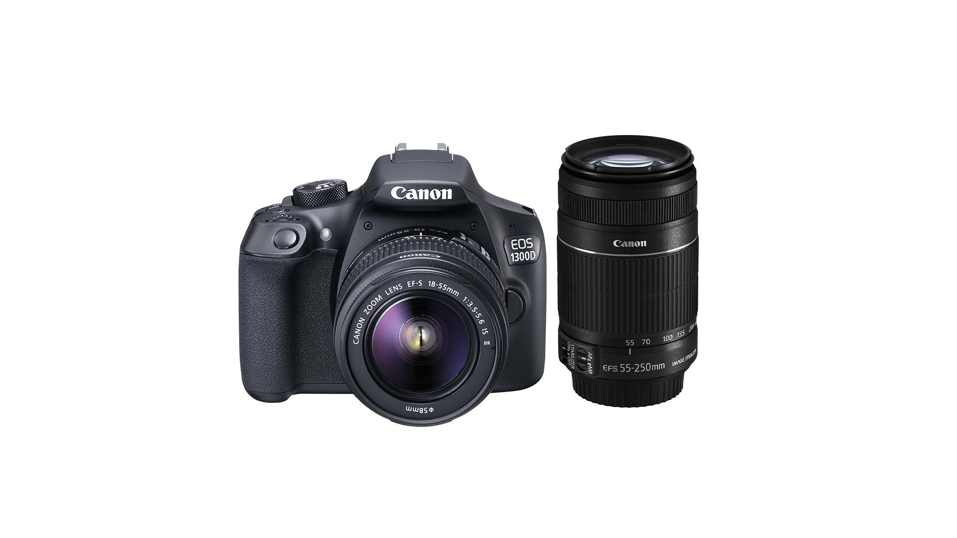 Canon 1300D DSLR + Canon 55-250 mm lens